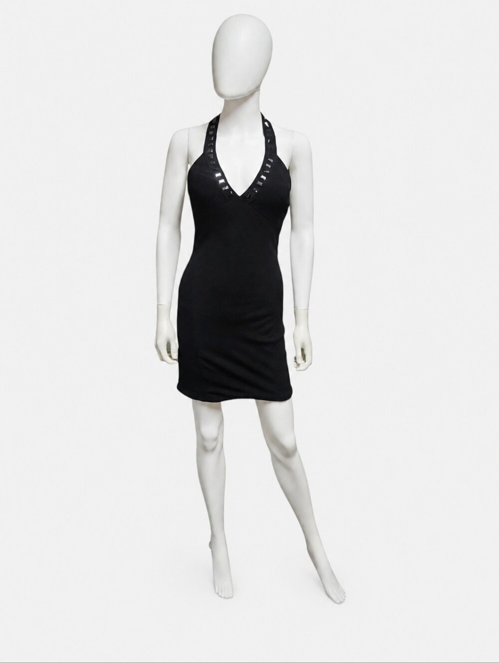 FAITH CONNEXION | Black Halter Neck Mini Dress in Size XS